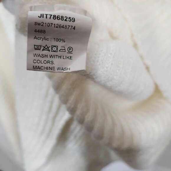 SHEIN Solid color batwing sleeve turtleneck‎ top in Ivory - Size Large - Picture 6 of 9